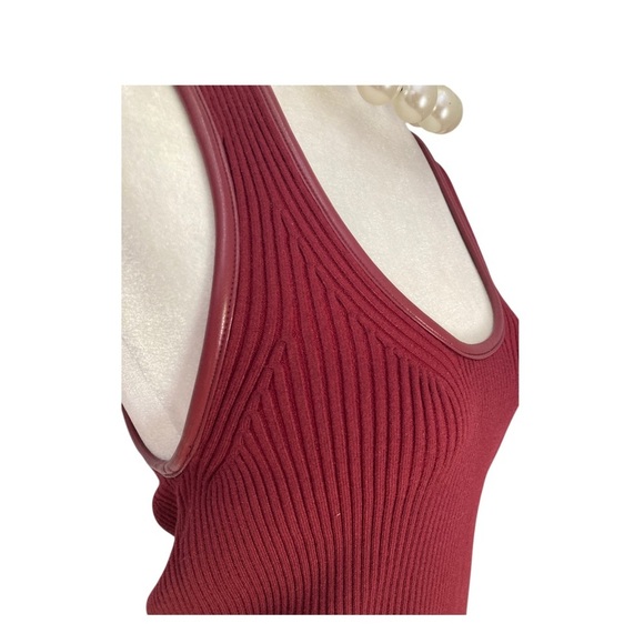 Simkhai Cobain Tank Oxblood Red NWOT Ribbed with Faux Leather Trim - Picture 11 of 16